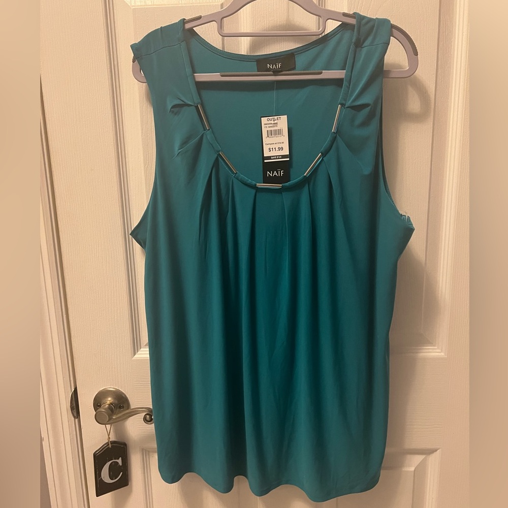 NWT 2X Naïf Dress Tank with Silver Neckline Details